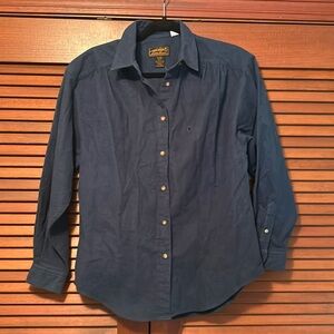 NWT Men’s Eddie Bauer Nordic Blue 100% Cotton Flannel Buttondown Chamois Shirt S
